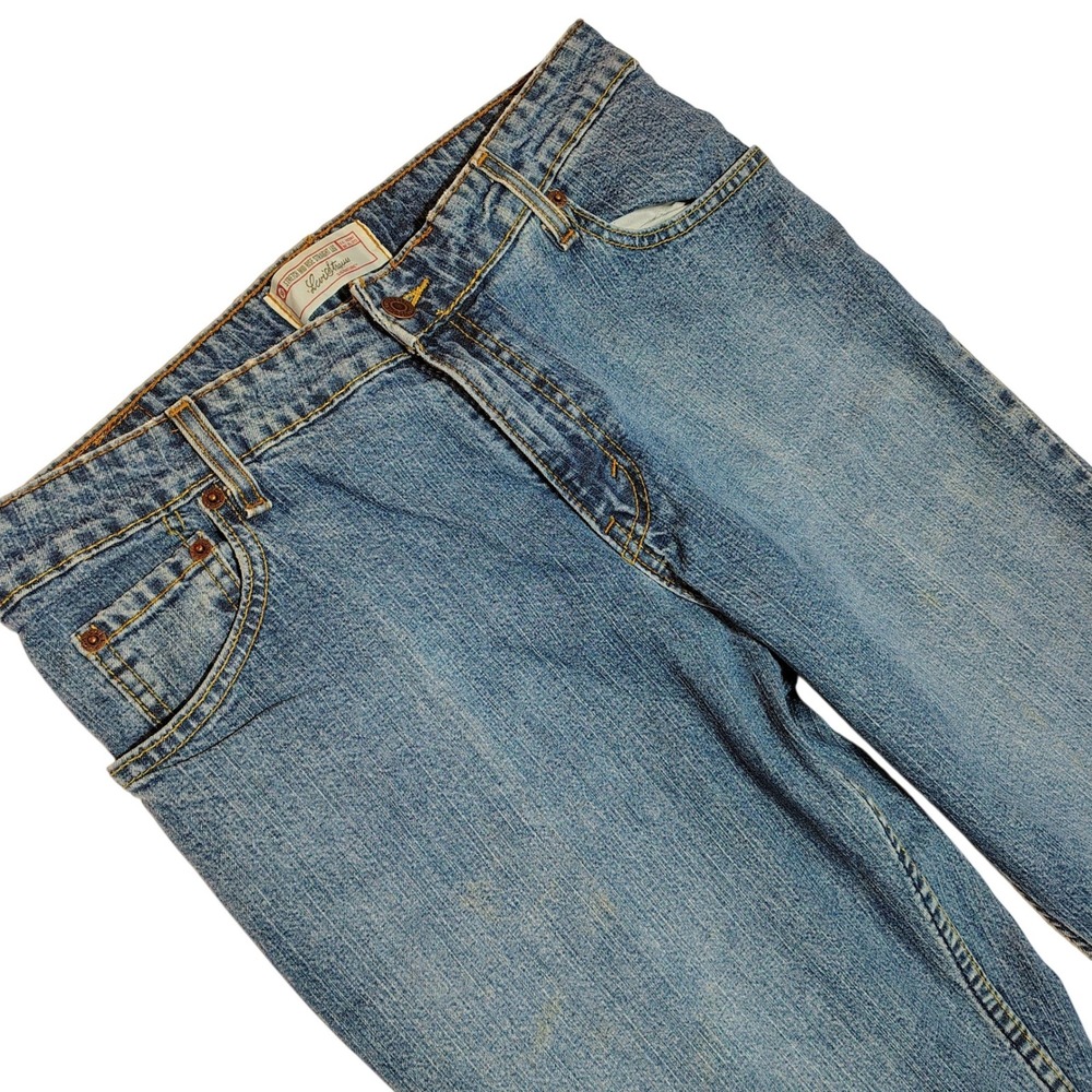 Levi Strauss Signature Womens Mid Rise Straight Leg Jeans Blue Denim Sz 12 Short